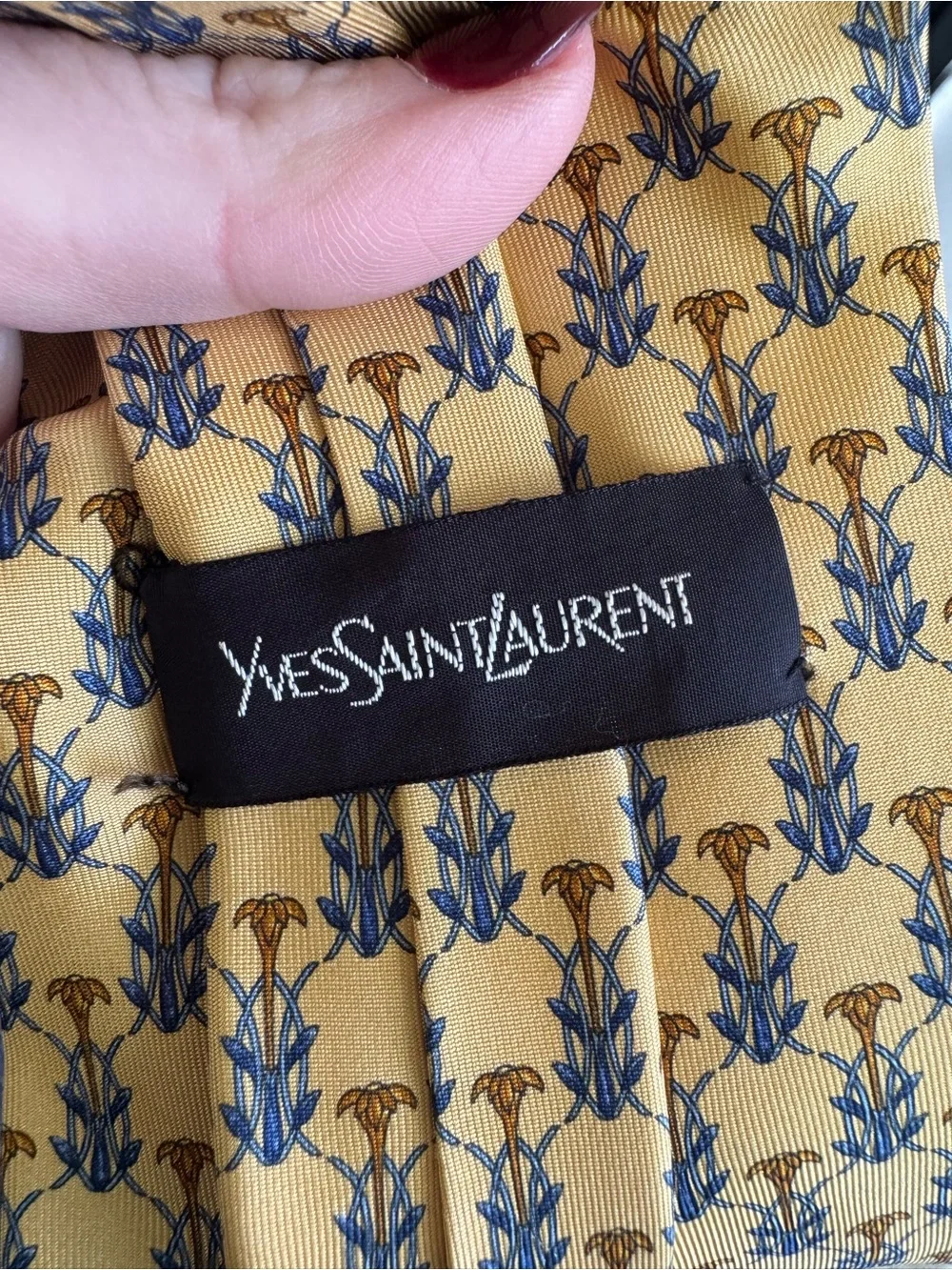 Yves Saint Laurent Silk Tie Mustard Floral Print